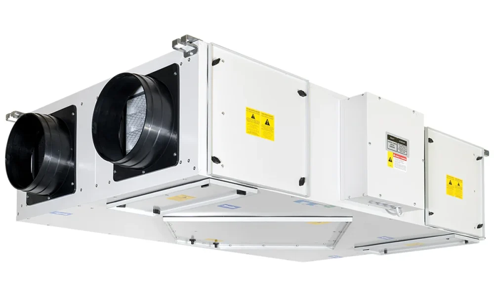 RV ve ERV enerji geri kazanım havalandırma sistemi cihazının çalışma yapısını gösteren teknik görsel